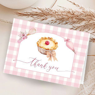 Little Cutie Pie Baby shower Roze Gevouwen Dank u Bedankkaart