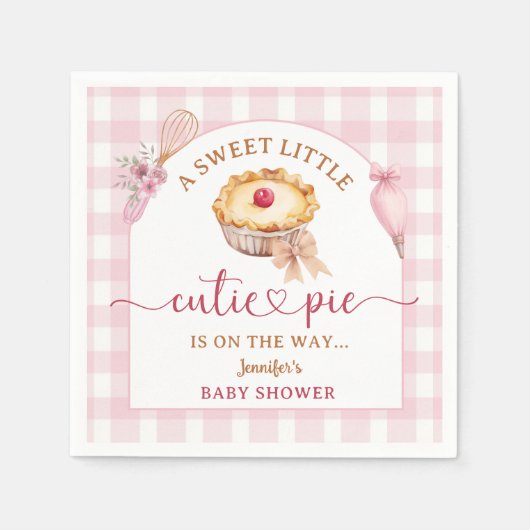 Little Cutie Pie Baby shower Roze Papier Servet (Voorkant)