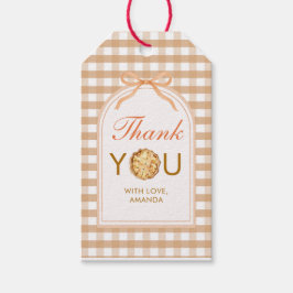 Little Cutie Pie Bedankt Herfst Gingham Bow Cadeaulabel
