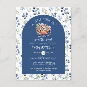Little Cutie Pie Blue Floral Baby shower Briefkaart