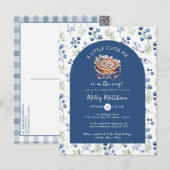 Little Cutie Pie Blue Floral Baby shower Briefkaart (Voorkant / Achterkant)