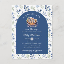 Little Cutie Pie Blue Floral Baby shower Briefkaart