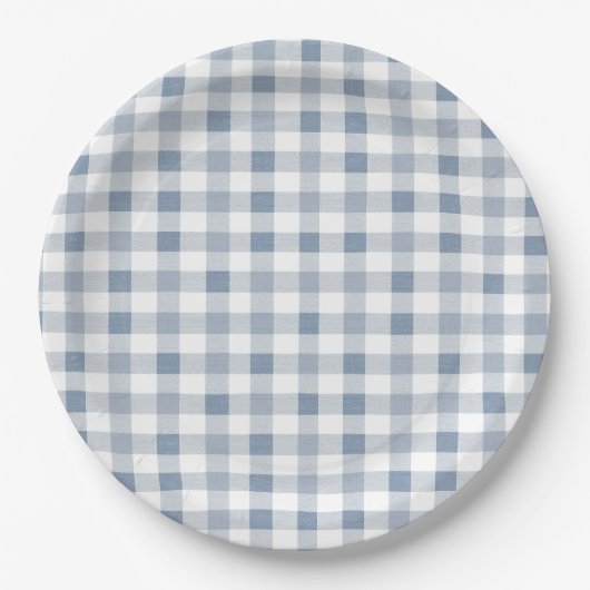 Little Cutie Pie Blueberry Baby shower Gingham Papieren Bordje (Voorkant)