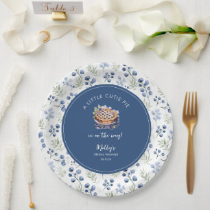 Little Cutie Pie Blueberry Gingham Baby shower Papieren Bordje