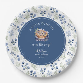 Little Cutie Pie Blueberry Gingham Baby shower Papieren Bordje
