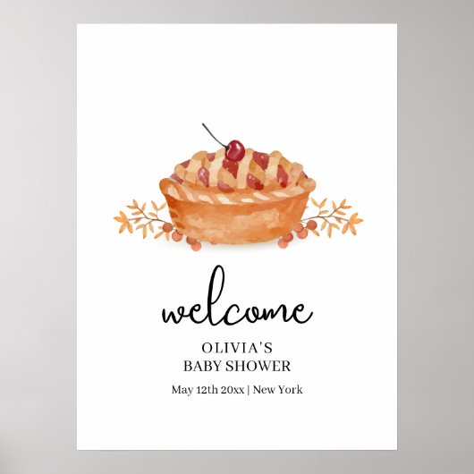 Little Cutie Pie Cherry Herfst Baby shower Welkom Poster (Voorkant)