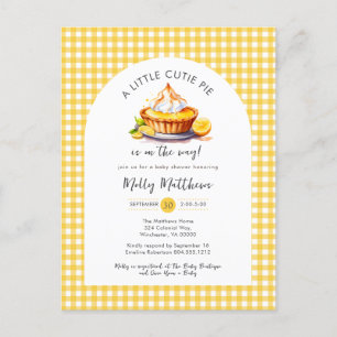 Little Cutie Pie Citrus Gingham Baby shower Briefkaart
