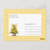 Little Cutie Pie Citrus Gingham Baby shower Briefkaart (Achterkant)