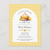 Little Cutie Pie Citrus Gingham Baby shower Briefkaart (Voorkant)