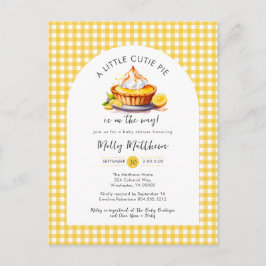 Little Cutie Pie Citrus Gingham Baby shower Briefkaart
