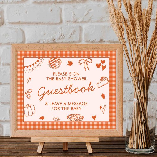 Little Cutie Pie! Fall Baby Shower Guestbook Sign Poster