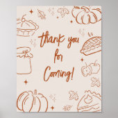Little Cutie Pie Fall Baby Shower Thank you Sign Poster (Voorkant)