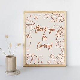 Little Cutie Pie Fall Baby Shower Thank you Sign Poster