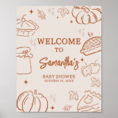 Little Cutie Pie Fall Baby Shower Welcome Sign Poster (Voorkant)
