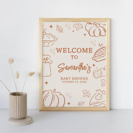 Little Cutie Pie Fall Baby Shower Welcome Sign Poster
