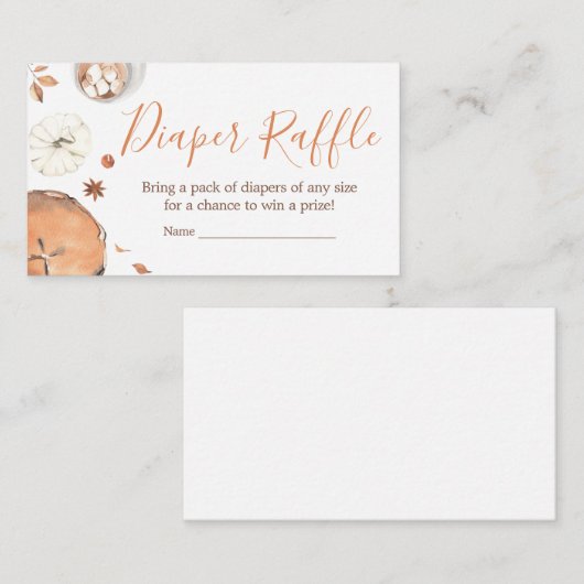 Little Cutie Pie Fall Pumpkin Baby Diaper Raffle Informatiekaartje (Voorkant / Achterkant)