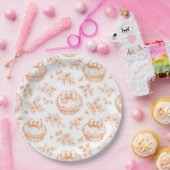 Little Cutie Pie Floral Toile de jouy Baby shower Papieren Bordje (Feest)