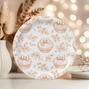 Little Cutie Pie Floral Toile de jouy Baby shower Papieren Bordje