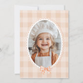 Little Cutie Pie Foto 1e Verjaardag gingham Bow Kaart (Achterkant)