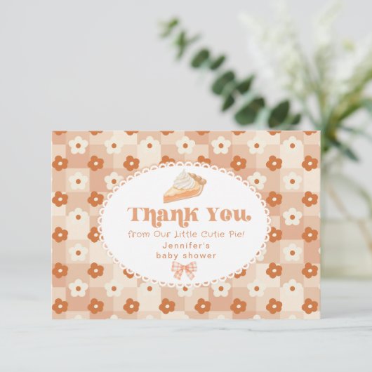 Little cutie Pie genderneutraal baby shower Bedankkaart (Staand voorkant)