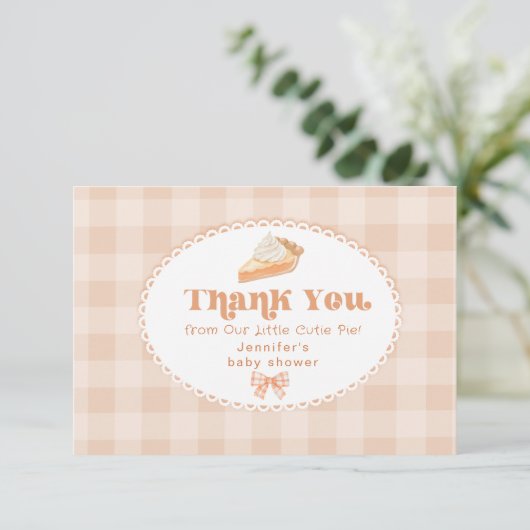 Little cutie Pie genderneutraal baby shower Bedankkaart (Staand voorkant)