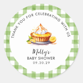 Little Cutie Pie Gingham Baby shower Bedankt Ronde Sticker