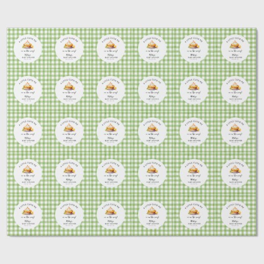 Little Cutie Pie Gingham Baby shower Cadeaupapier (Vlak)
