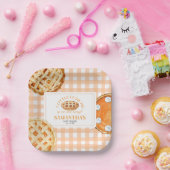 Little Cutie Pie Gingham Baby Shower Papieren Bordje (Feest)