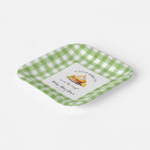 Little Cutie Pie Gingham Baby shower Papieren Bordje (Gebogen)