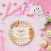 Little Cutie Pie Gingham Baby Shower Papieren Bordje (Feest)