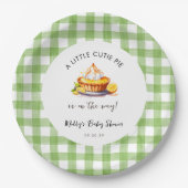 Little Cutie Pie Gingham Baby shower Papieren Bordje (Voorkant)