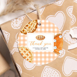 Little Cutie Pie Gingham Baby shower Rond Bedankjes Labels