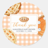 Little Cutie Pie Gingham Baby shower Ronde Sticker (Voorkant)