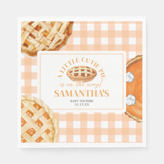 Little Cutie Pie Gingham Baby Shower Servet (Voorkant)