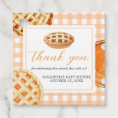 Little Cutie Pie Gingham Baby shower Square Bedankjes Labels (Voorkant)