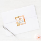 Little Cutie Pie Gingham Baby shower Vierkante Sticker (Envelop)