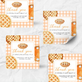 Little Cutie Pie Gingham Baby shower Vierkante Sticker