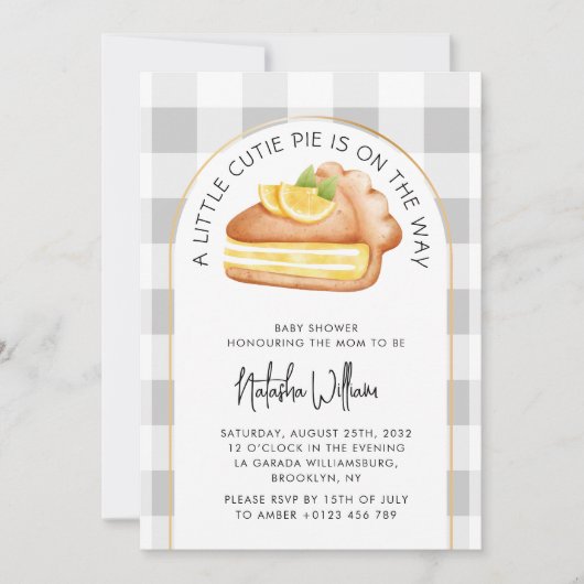 Little Cutie Pie Gingham Plaid Baby shower Kaart (Voorkant)