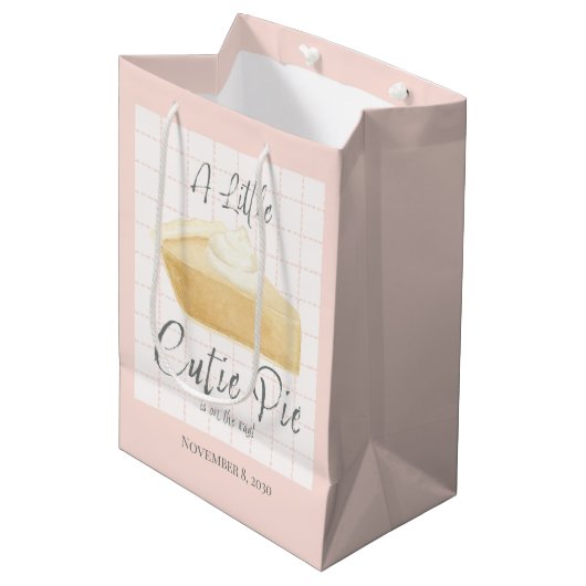 Little Cutie Pie Girl Baby Shower Gift Bag  Medium Cadeauzakje (Voorkant Gekanteld)