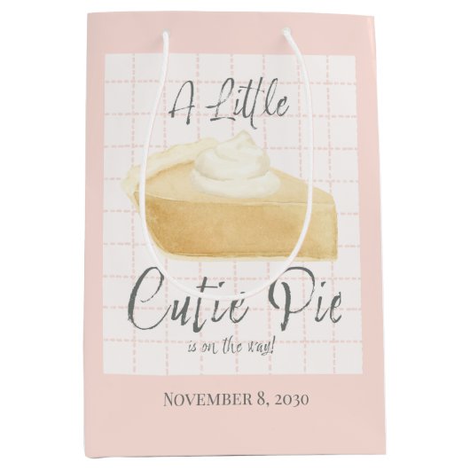 Little Cutie Pie Girl Baby Shower Gift Bag  Medium Cadeauzakje (Voorkant)