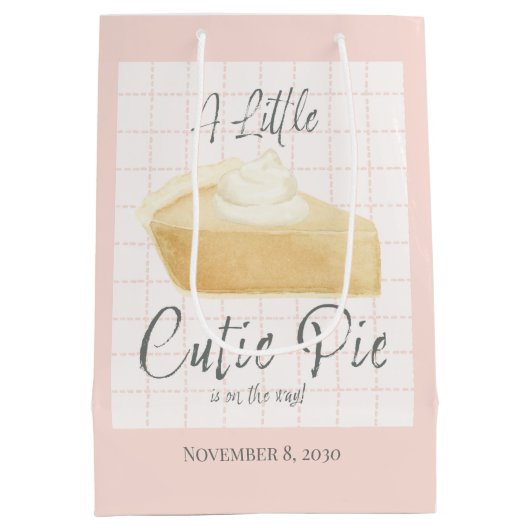 Little Cutie Pie Girl Baby Shower Gift Bag  Medium Cadeauzakje (Achterkant)