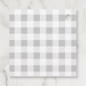 Little Cutie Pie Grey Gingham Plaid Baby shower Bedankjes Labels (Achterkant)