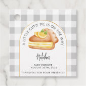Little Cutie Pie Grey Gingham Plaid Baby shower Bedankjes Labels (Voorkant)