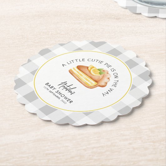 Little Cutie Pie Grey Gingham Plaid Baby shower Kartonnen Onderzetters (Gekanteld)