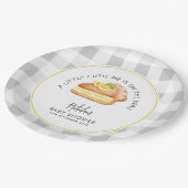 Little Cutie Pie Grey Gingham Plaid Baby shower Papieren Bordje (Gekanteld)