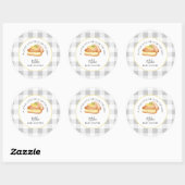 Little Cutie Pie Grey Gingham Plaid Baby shower Ronde Sticker (Vel)