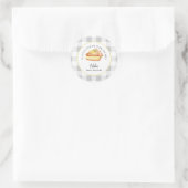 Little Cutie Pie Grey Gingham Plaid Baby shower Ronde Sticker (Tas)