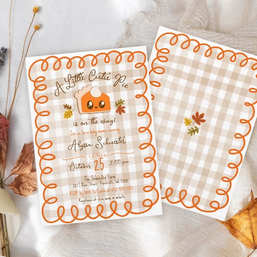 Little Cutie Pie Hand getrokken Herfst Baby shower Kaart