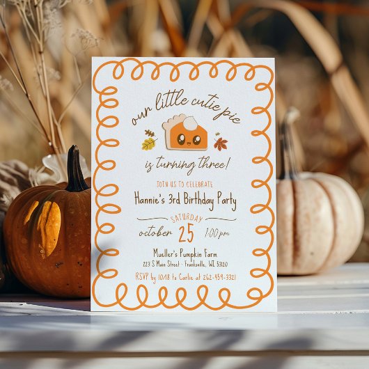 Little Cutie Pie Hand Getrokken Herfst Verjaardags Kaart