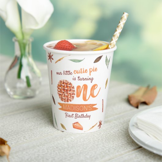 Little Cutie Pie Herfst 1e verjaardag Papieren Bekers (Insitu)